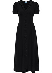 M Missoni Woman Ruffle-trimmed Silk Crepe De Chine Midi Dress Black