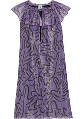 M Missoni - Ruffled printed metallic silk-blend georgette top - Purple - IT 40
