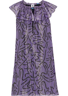 M Missoni Woman Ruffled Printed Metallic Silk-blend Georgette Top Violet