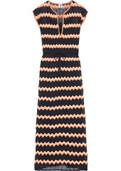 M Missoni Woman Striped Crochet-knit Cotton-blend Midi Dress Black