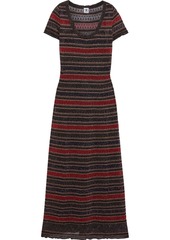 M Missoni Woman Striped Metallic Crochet-knit Maxi Dress Brick