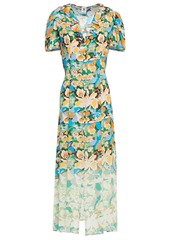 M Missoni - Tie-back ruffle-trimmed floral-print crepe midi dress - Blue - IT 40