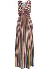 M Missoni Woman Twist-front Striped Crochet-knit Maxi Dress Multicolor