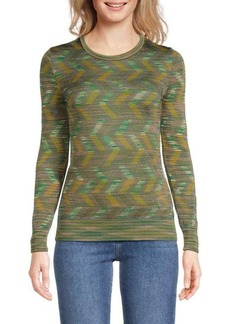 M Missoni Pattern Rib Knit Wool Blend Sweater