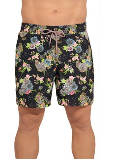 Maaji Black Bouquete Sailor Men Trunks In Black Bouquette