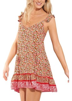 Maaji Cherry Blossom Sophie Ruffle Cover-Up Dress in Yellow at Nordstrom