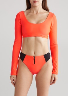 Maaji Fire Besti Mimmi Long Sleeve Reversible Two-Piece Swimsuit in Orange at Nordstrom Rack