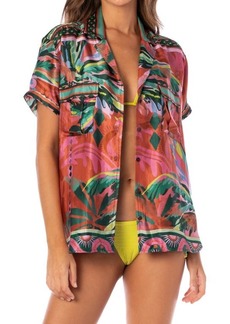 Maaji Flame Palms Moon Phase Cover-Up Button-Up Shirt