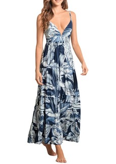 Maaji Juliette Calla Lily Tiered Plunge Neck Cover-Up Dress