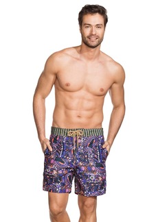 Maaji Men's Standard Printed Elastic Waist Long Length Swimsuit Trunks 8" Inseam