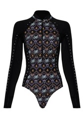 Maaji Noir Black Eos Long Sleeve Reversible One-Piece Rashguard Swimsuit at Nordstrom