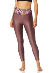 Maaji Women's Prove Solid High Rise 7/8th Legging with Printed Waistband