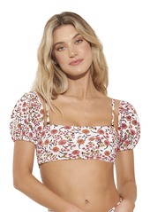 Maaji Women's Standard Puff Crop Top with Removable Soft Cups Straps Detachable Sleeves  L