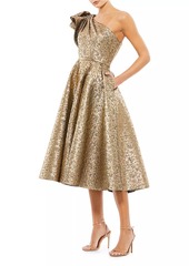 Mac Duggal Asymmetric Metallic Tea-Length Dress