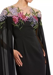 Mac Duggal Beaded Crepe Cape Gown