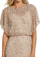 Mac Duggal Beaded Sequin Shawl Gown