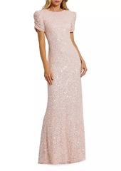 Mac Duggal Beaded Short-Sleeve Gown