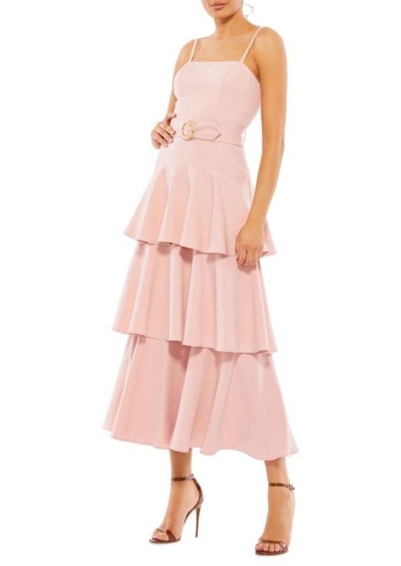 Mac Duggal Belted Ruffle Midaxi Dress