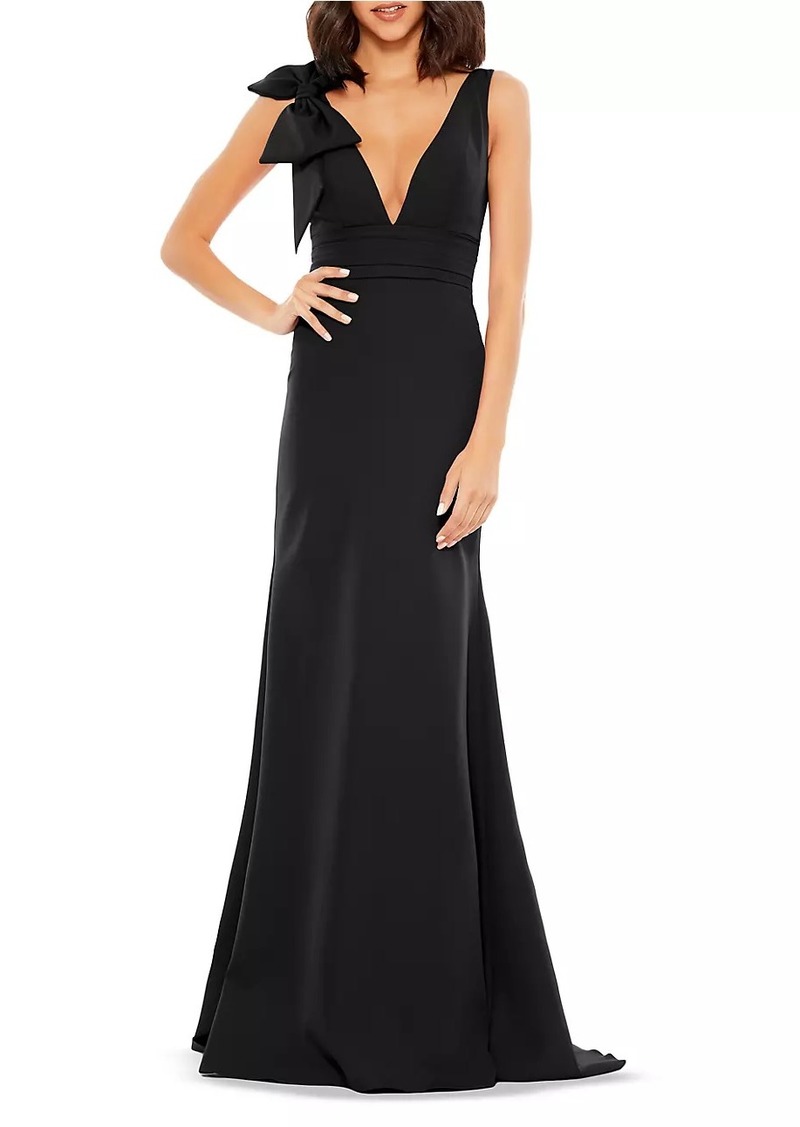 Mac Duggal Bow V-Neck A-Line Gown