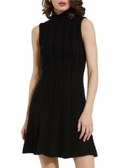 Mac Duggal Cotton-Blend Cable-Knit Minidress