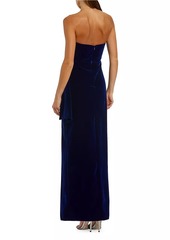 Mac Duggal Draped Velvet Strapless Bow Hip Gown