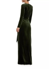 Mac Duggal Draped Velvet Tie Slip Gown