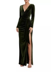 Mac Duggal Draped Velvet Tie Slip Gown