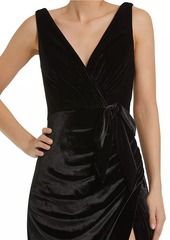 Mac Duggal Draped Velvet Tie Slip Gown