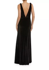 Mac Duggal Draped Velvet Tie Slip Gown