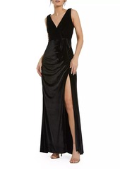 Mac Duggal Draped Velvet Tie Slip Gown