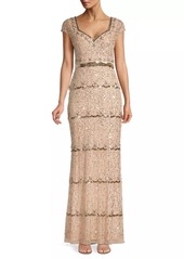 Mac Duggal Embellished Cap Sleeve Gown