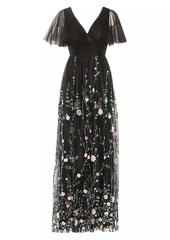 Mac Duggal Embellished Illusion V-Neck Gown