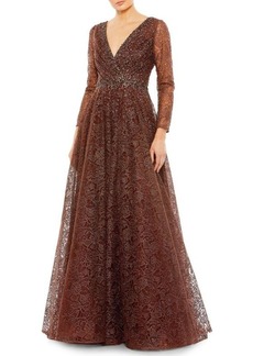 Mac Duggal Embellished Lace Ball Gown