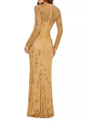 Mac Duggal Embellished Long Sleeve Gown