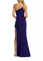 Mac Duggal Embellished Slit One-Shoulder Gown