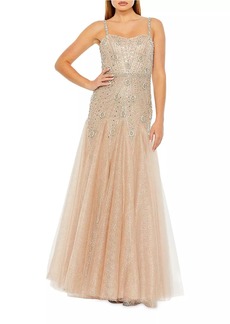 Mac Duggal Embellished Tulle A-Line Gown