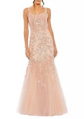 Mac Duggal Embellished Tulle Corset Trumpet Gown