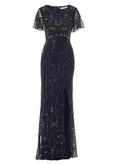 Mac Duggal Embellished V-Neck Floor-Length Gown