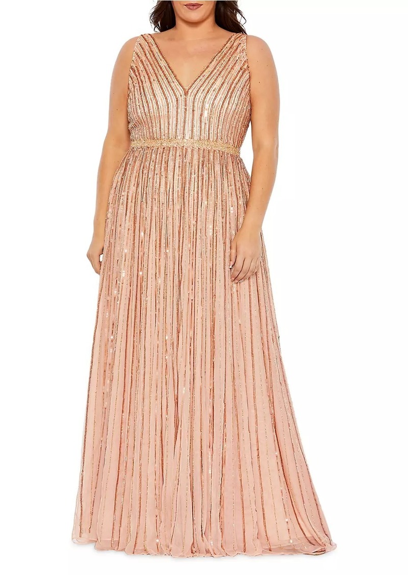 Mac Duggal Plus Embellished V-Neck Gown