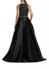 Mac Duggal Floral Beaded Satin Ballgown