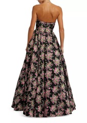 Mac Duggal Floral Brocade Strapless Ballgown