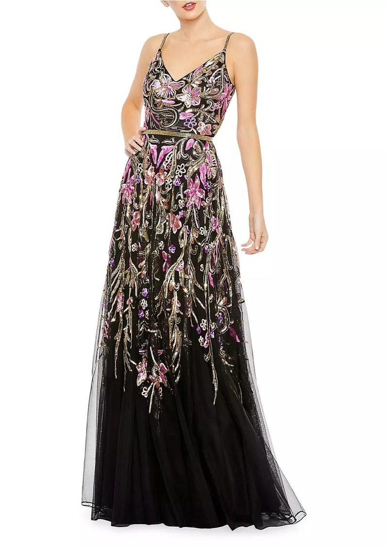 Mac Duggal Floral Embellished Gown