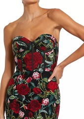 Mac Duggal Floral Embroidered Bustier Column Gown