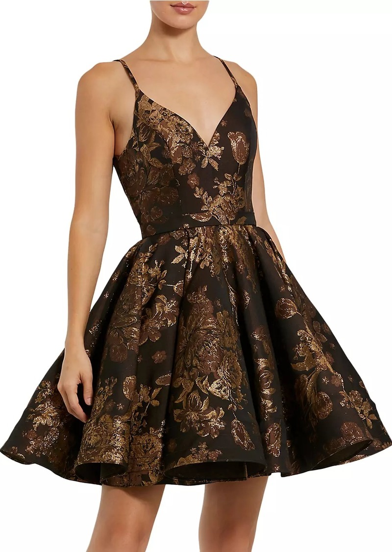 Mac Duggal Floral Jacquard Cocktail Minidress