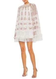 Mac Duggal Floral Lace Mini Shift Gown