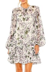 Mac Duggal Floral Ruffle Mini Shift Dress