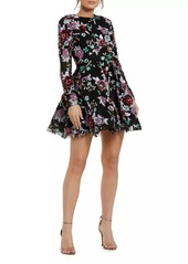 Mac Duggal Floral-Sequined Fit & Flare Minidress