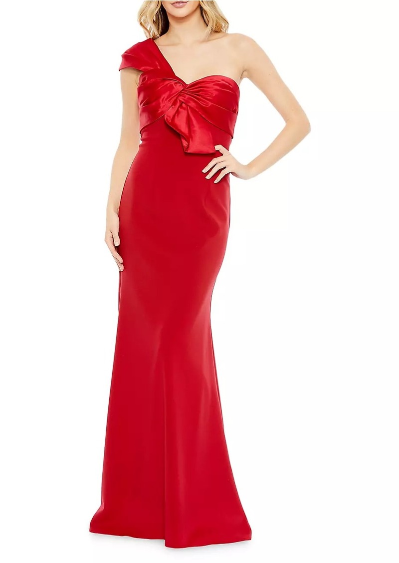 Mac Duggal Half-Bow Bodice Trumpet Gown