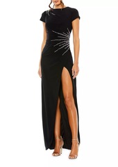 Mac Duggal Ieena Beaded Cap-Sleeve Gown