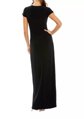 Mac Duggal Ieena Beaded Cap-Sleeve Gown